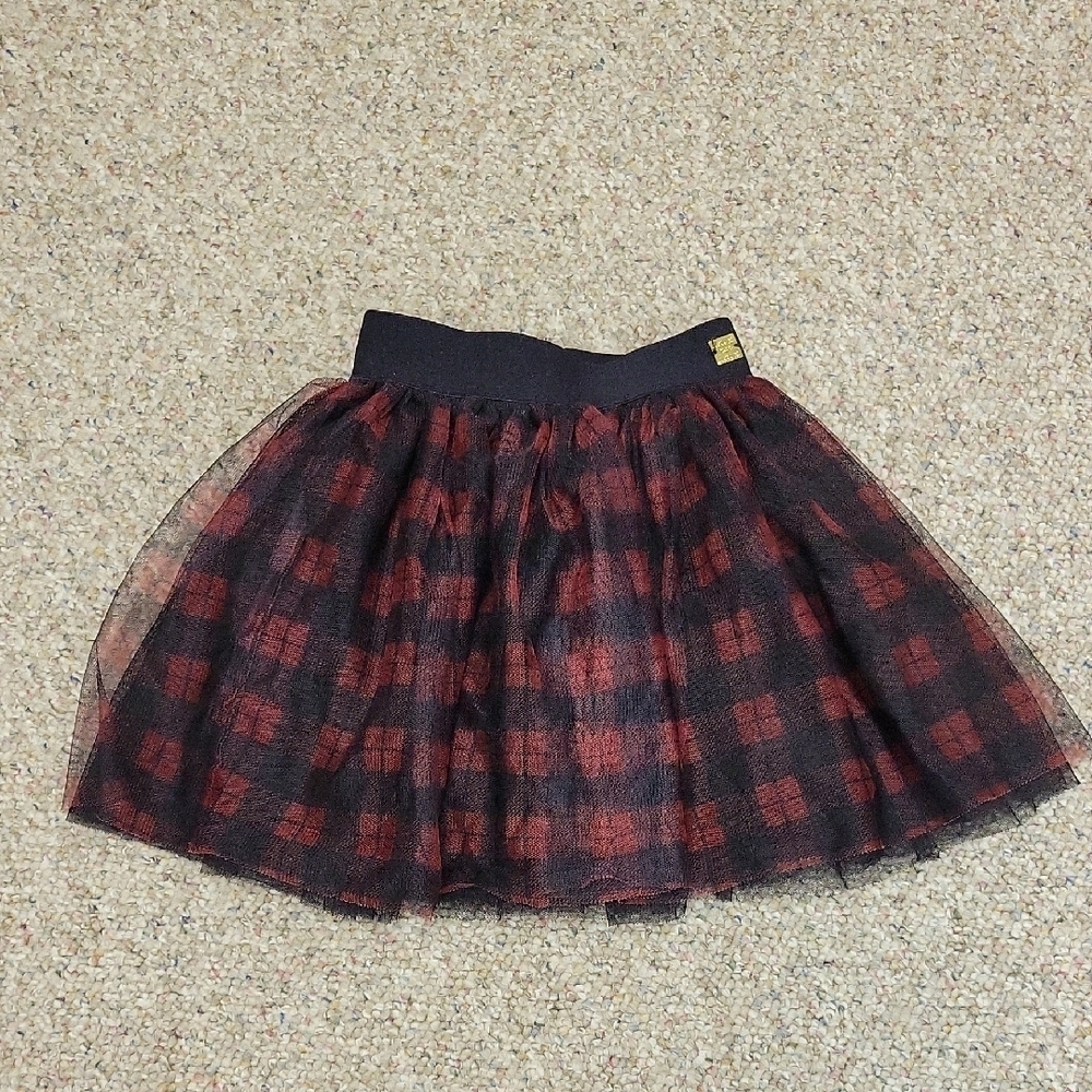 Deux Par Deux tartan Plaid Tulle Skirt - Black and Red Girls Sz 5